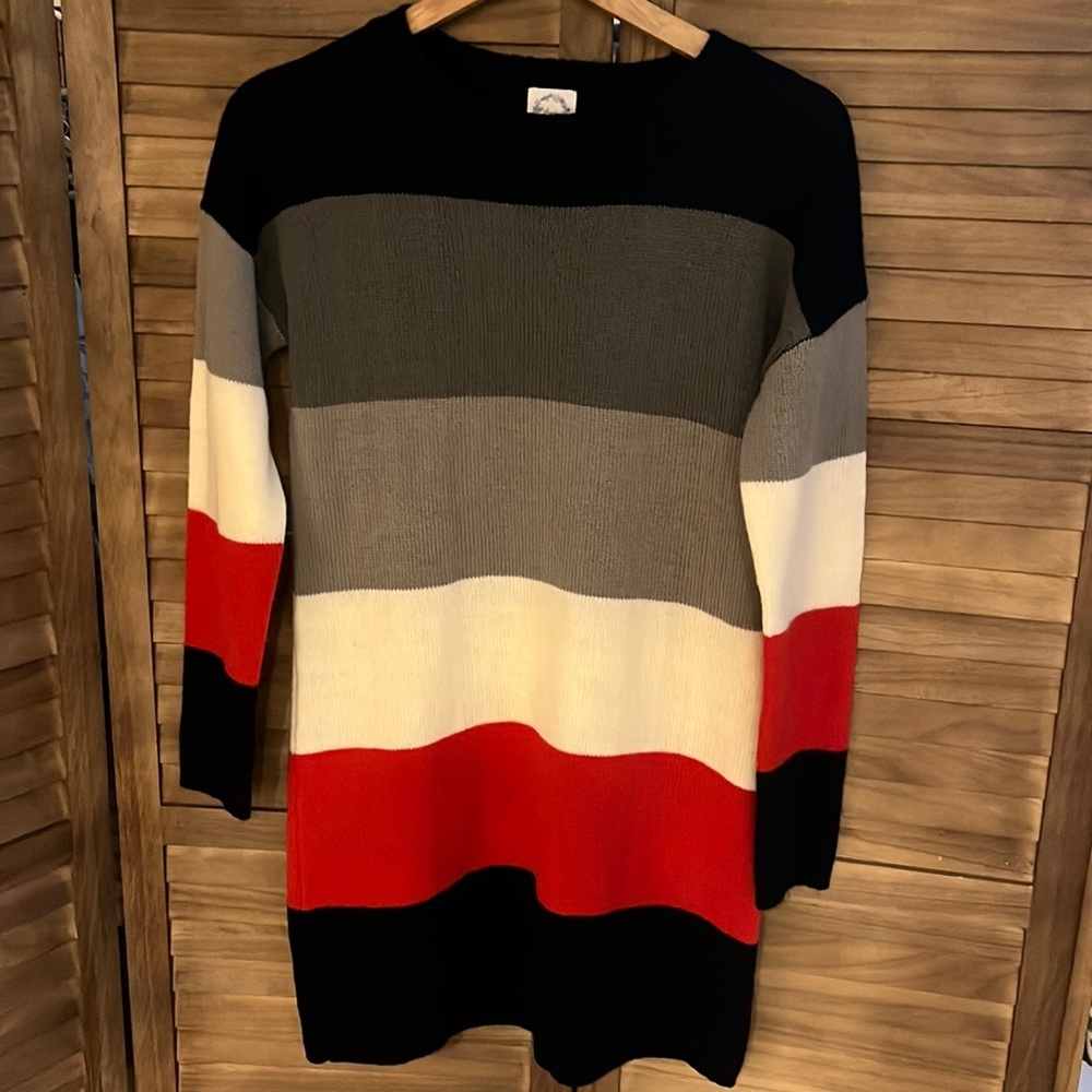 Blue Rain Striped Sweater Dress